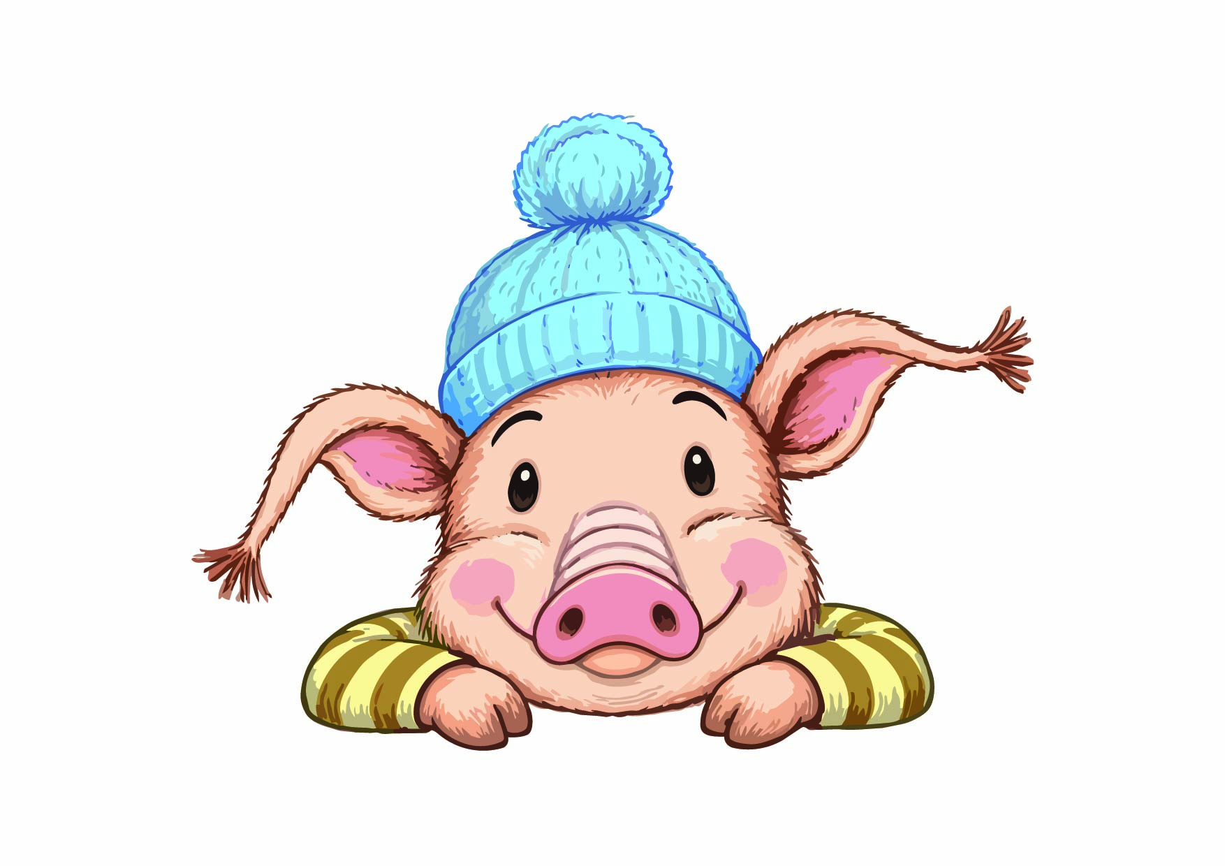 pinselohrschwein blaue mütze aufgelehnt groß web